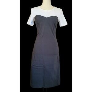 Liviana Conti White Grey Short Sleeve Sweetheart Short Shirt Dress Italy Size XS